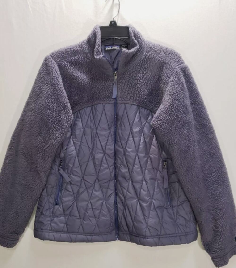 Patagonia Jacket Women's Small Purple Sherpa Quilted Retro Long Sleeve Full Zip